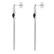 Sterling Silver Whitby Jet Square Chain Drop Earrings E2513