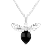Sterling Silver Small Whitby Jet Bee Necklace P3341C