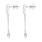 00181132 Sterling Silver White Mother of Pearl Lineaire Medium Drop Stud Earrings, E2241.