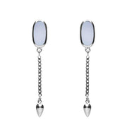 0018114 Sterling Silver Chalcedony Lineaire Medium Drop Stud Earrings, E2241.