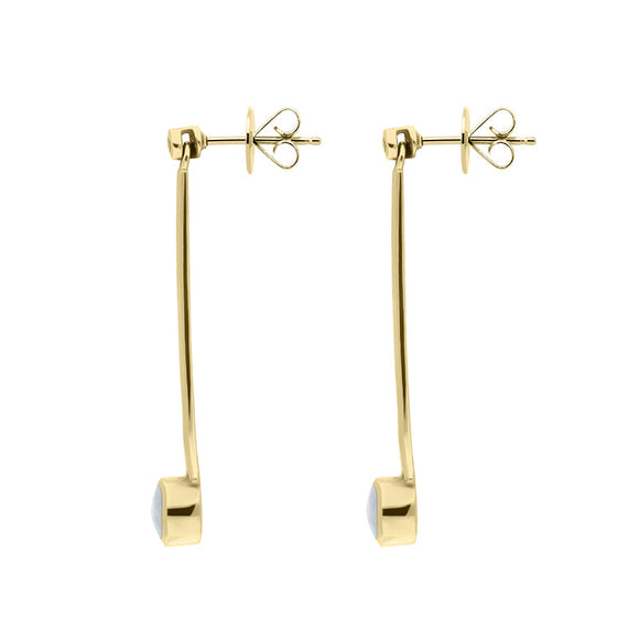 18ct Yellow Gold Opal 0.06ct Diamond Long Drop Earrings, E641_2.