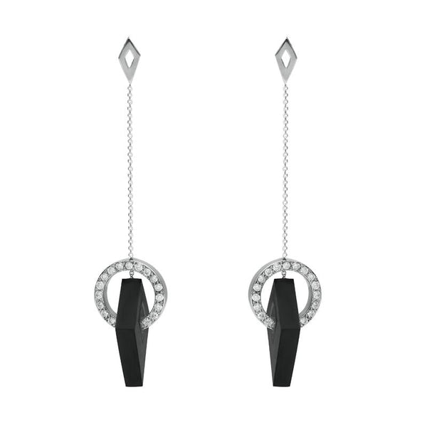 Platinum Whitby Jet 1.31ct Diamond Rhombus Drop Earrings EUNQ0000223