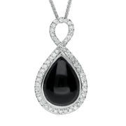 18ct White Gold Whitby Jet 0.38ct Diamond Open Twisted Loop Necklace P1545C
