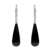 18ct White Gold Whitby Jet and Diamond Drop Earrings E1985
