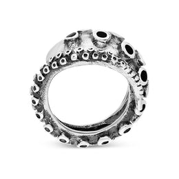 9ct White Gold Whitby Jet Tentacle Ring