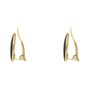 9ct Yellow Gold Whitby Jet Clip On Earrings