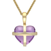 9ct Yellow Gold Amethyst Small Cross Heart Necklace, P1544.