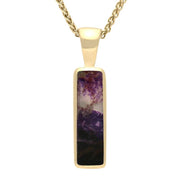 9ct Yellow Gold Blue John Small Oblong Necklace P020