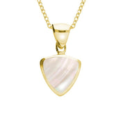 9ct Yellow Gold Mother of Pearl Small Curved Triangle Necklace. P323.