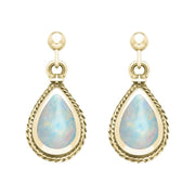 9ct Yellow Gold Opal Pear Shaped Drop Earrings