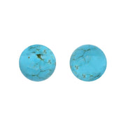 9ct Yellow Gold Turquoise 10mm Ball Stud Earrings, E1346.