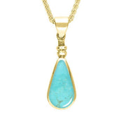 9ct Yellow Gold Turquoise Bottle Top Pear Necklace. P011.