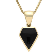 9ct Yellow Gold Whitby Jet Kite Shaped Necklace. P386. 
