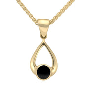 9ct Yellow Gold Whitby Jet Small Teardrop Necklace