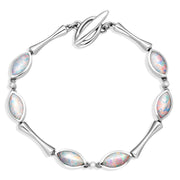 00083108 18ct White Gold Opal Diamond Marquise Link Bracelet, B528OPT.