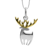 Sterling Silver and Yellow Gold Reindeer Silhouette Necklace P2975