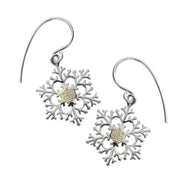 Sterling Silver White Cubic Zirconia Snowflake Drop Earrings E2083