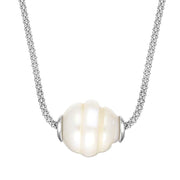 00095657 Sterling Silver White Baroque Single Pearl Bead Necklace, N697.