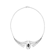 Sterling Silver Whitby Jet Spider Extended Web Necklace, N987.