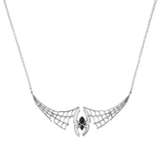 Sterling Silver Whitby Jet Spider Extended Web Necklace, N987.