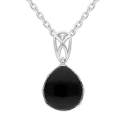 Sterling Silver Whitby Jet Small Pear Pendant, P2757