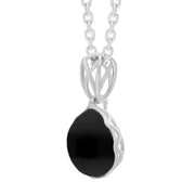 Sterling Silver Whitby Jet Small Pear Pendant, P2757
