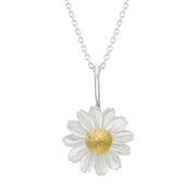 Sterling Silver and Yellow Gold White Mother Of Pearl Tuberose Daisy Necklace, P2922.