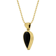 9ct Yellow Gold Whitby Jet Small Upside Down Pear Necklace