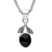 Pendant Whitby Jet And Silver Oval Leaf