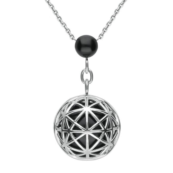 Platinum Whitby Jet Diamond Sphere Cage Necklace P1831C