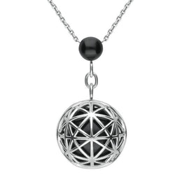 Platinum Whitby Jet Diamond Sphere Cage Necklace P1831C