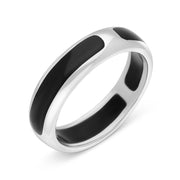 Sterling Silver Whitby Jet 6mm Wedding Ring