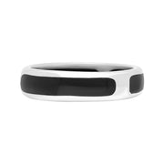 Sterling Silver Whitby Jet 6mm Wedding Ring