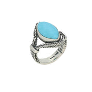 Sterling Silver Turquoise Foxtail Split Shank Marquise Ring R846
