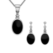 Sterling Silver Whitby Jet Oval Bottle Top Two Piece Set S121