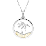 Sterling Silver Coquina Palm Tree Disc Necklace P2859C