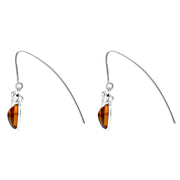 Sterling Silver Amber Bee Small Hook Earrings, E2438.