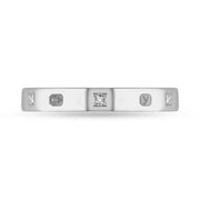 Silver Diamond King's Coronation Hallmark Princess Cut 3mm Ring