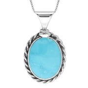 Silver Turquoise Large Heavy Rope Necklace. P131.