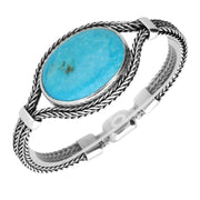 Sterling Silver Turquoise Large Landscape Oval Foxtail Bracelet. B850