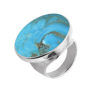 Silver Turquoise Medium Round Stone Ring R610