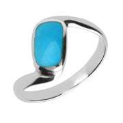 Sterling Silver Turquoise Oblong Twist Ring. R001.