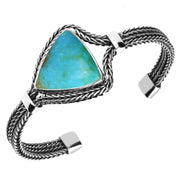 Sterling Silver Turquoise Triangular Foxtail Bangle B1012