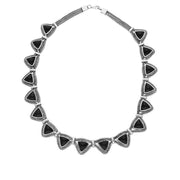 Sterling Silver Whitby Jet 17 Triangular Foxtail Necklace N965
