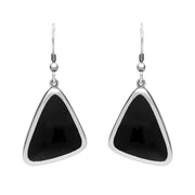 Sterling Silver Whitby Jet Abstract Triangle Hook Drop Earrings