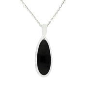 Silver Whitby Jet Curved Pear Necklace P2736