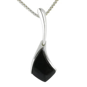 Sterling Silver Whitby Jet Curved Tapered Drop Necklace P2345