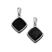 Sterling Silver Whitby Jet Cushion Square Drop Earrings E1035