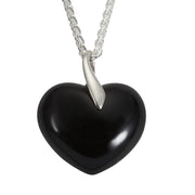 Sterling Silver Whitby Jet Heritage Large Bail Heart Necklace. P2031.