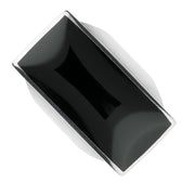 Silver Whitby Jet Large Oblong Ring R064